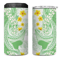 Green Hawaii Shark Tattoo 4 in 1 Can Cooler Tumbler Puakenikeni Lei Plumeria Polynesian Pattern LT14 One Size: 16 oz Green - Polynesian Pride