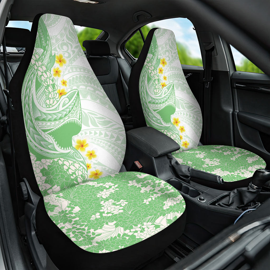 Green Hawaii Shark Tattoo Car Seat Cover Puakenikeni Lei Plumeria Polynesian Pattern LT14 One Size Green - Polynesian Pride