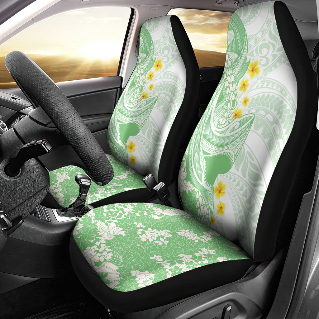 Green Hawaii Shark Tattoo Car Seat Cover Puakenikeni Lei Plumeria Polynesian Pattern LT14 - Polynesian Pride