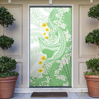 Green Hawaii Shark Tattoo Door Cover Puakenikeni Lei Plumeria Polynesian Pattern
