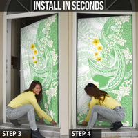 Green Hawaii Shark Tattoo Door Cover Puakenikeni Lei Plumeria Polynesian Pattern