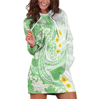 Green Hawaii Shark Tattoo Hoodie Dress Puakenikeni Lei Plumeria Polynesian Pattern LT14 Green - Polynesian Pride