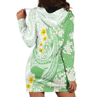 Green Hawaii Shark Tattoo Hoodie Dress Puakenikeni Lei Plumeria Polynesian Pattern LT14 - Polynesian Pride
