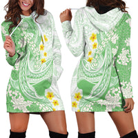 Green Hawaii Shark Tattoo Hoodie Dress Puakenikeni Lei Plumeria Polynesian Pattern LT14 - Polynesian Pride