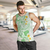 Green Hawaii Shark Tattoo Men Tank Top Puakenikeni Lei Plumeria Polynesian Pattern LT14 Green - Polynesian Pride