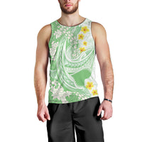 Green Hawaii Shark Tattoo Men Tank Top Puakenikeni Lei Plumeria Polynesian Pattern LT14 - Polynesian Pride