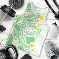 Green Hawaii Shark Tattoo Men Tank Top Puakenikeni Lei Plumeria Polynesian Pattern LT14 - Polynesian Pride