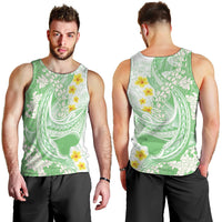 Green Hawaii Shark Tattoo Men Tank Top Puakenikeni Lei Plumeria Polynesian Pattern LT14 - Polynesian Pride