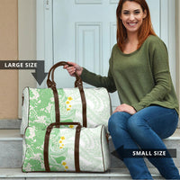 Green Hawaii Shark Tattoo Travel Bag Puakenikeni Lei Plumeria Polynesian Pattern