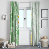 Green Hawaii Shark Tattoo Window Curtain Puakenikeni Lei Plumeria Polynesian Pattern