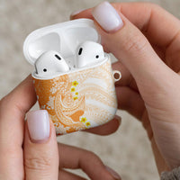 Orange Hawaii Shark Tattoo AirPods Case Puakenikeni Lei Plumeria Polynesian Pattern