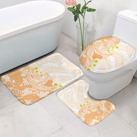 Orange Hawaii Shark Tattoo Bathroom Set Puakenikeni Lei Plumeria Polynesian Pattern