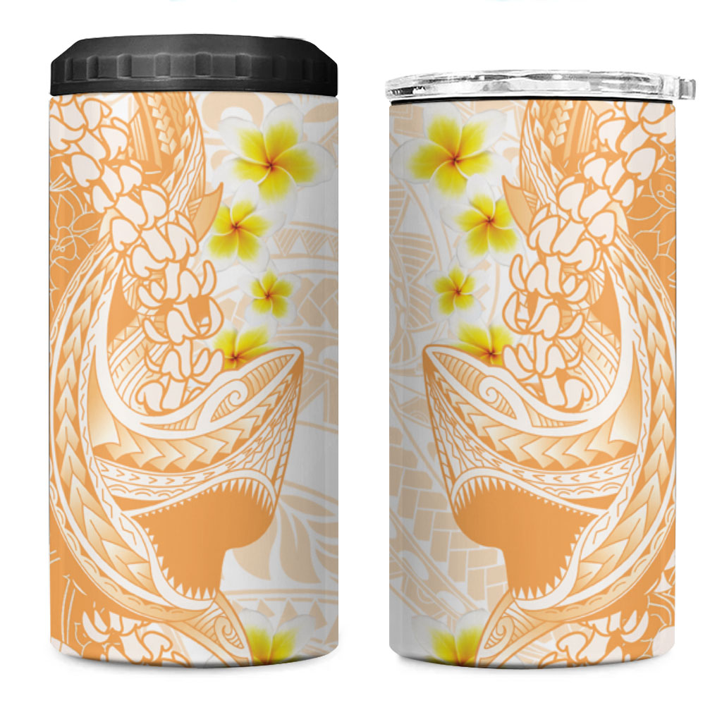 Orange Hawaii Shark Tattoo 4 in 1 Can Cooler Tumbler Puakenikeni Lei Plumeria Polynesian Pattern LT14 One Size: 16 oz Orange - Polynesian Pride