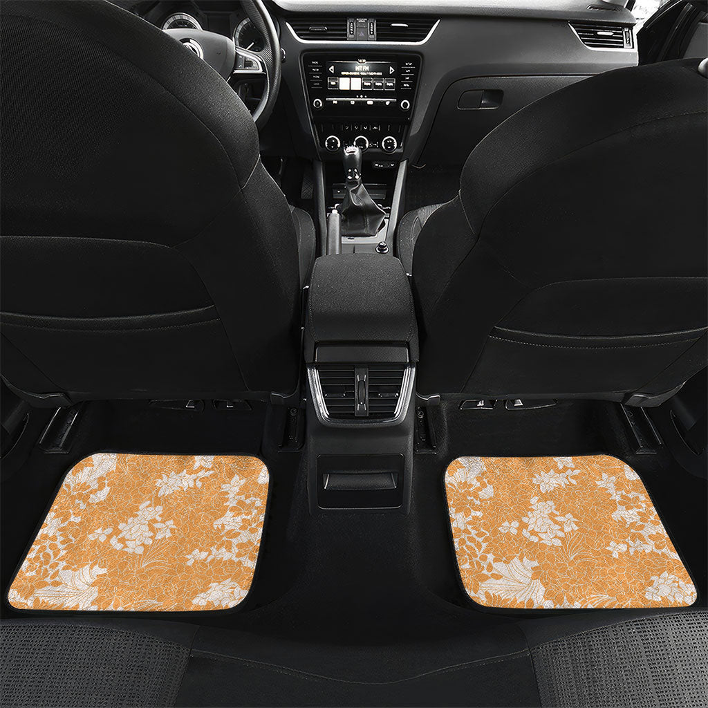 Orange Hawaii Shark Tattoo Car Mats Puakenikeni Lei Plumeria Polynesian Pattern