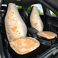 Orange Hawaii Shark Tattoo Car Seat Cover Puakenikeni Lei Plumeria Polynesian Pattern