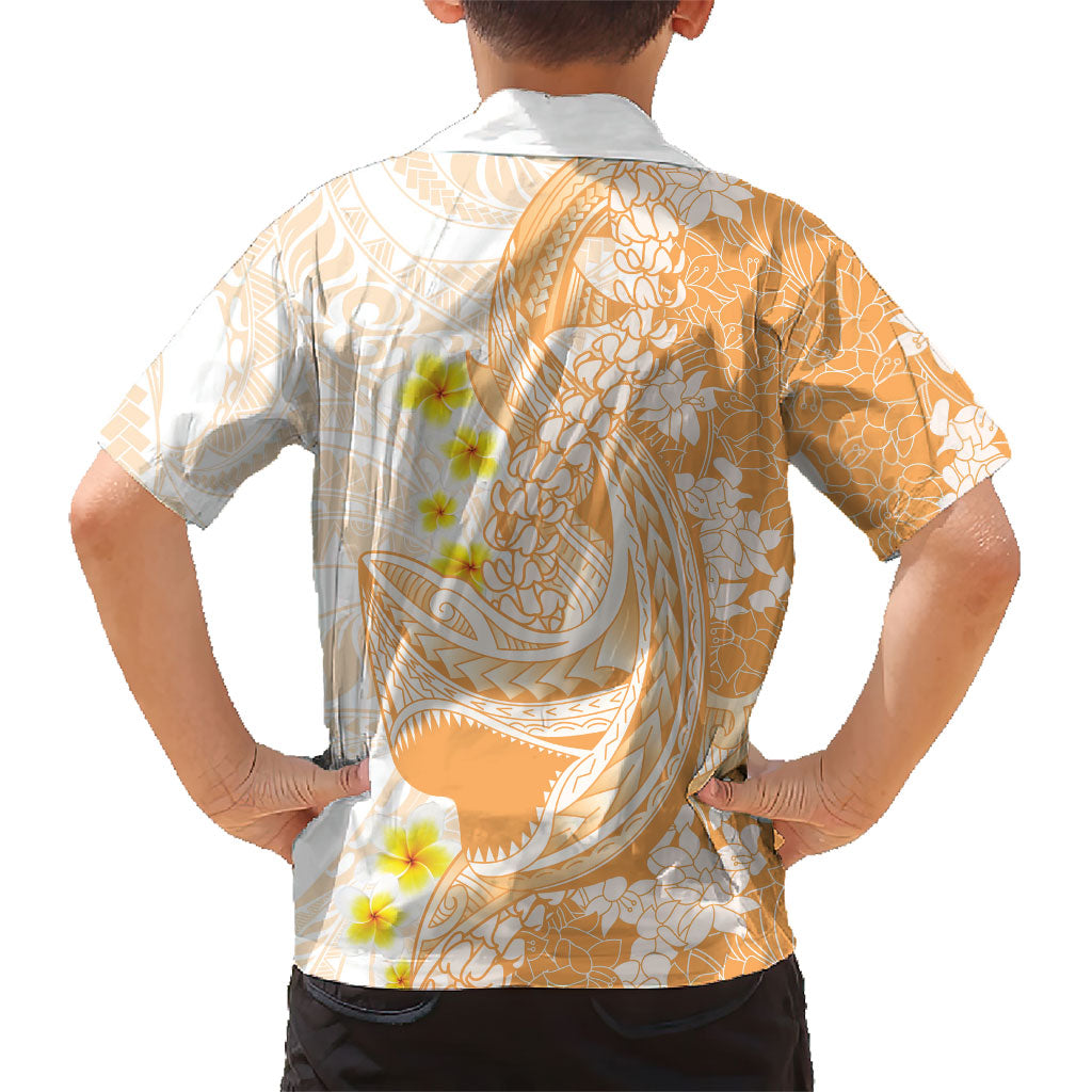 Orange Hawaii Shark Tattoo Family Matching Mermaid Dress and Hawaiian Shirt Puakenikeni Lei Plumeria Polynesian Pattern LT14 - Polynesian Pride