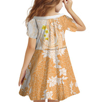 Orange Hawaii Shark Tattoo Family Matching Summer Maxi Dress and Hawaiian Shirt Puakenikeni Lei Plumeria Polynesian Pattern LT14 - Polynesian Pride