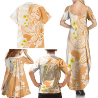 Orange Hawaii Shark Tattoo Family Matching Summer Maxi Dress and Hawaiian Shirt Puakenikeni Lei Plumeria Polynesian Pattern LT14 - Polynesian Pride