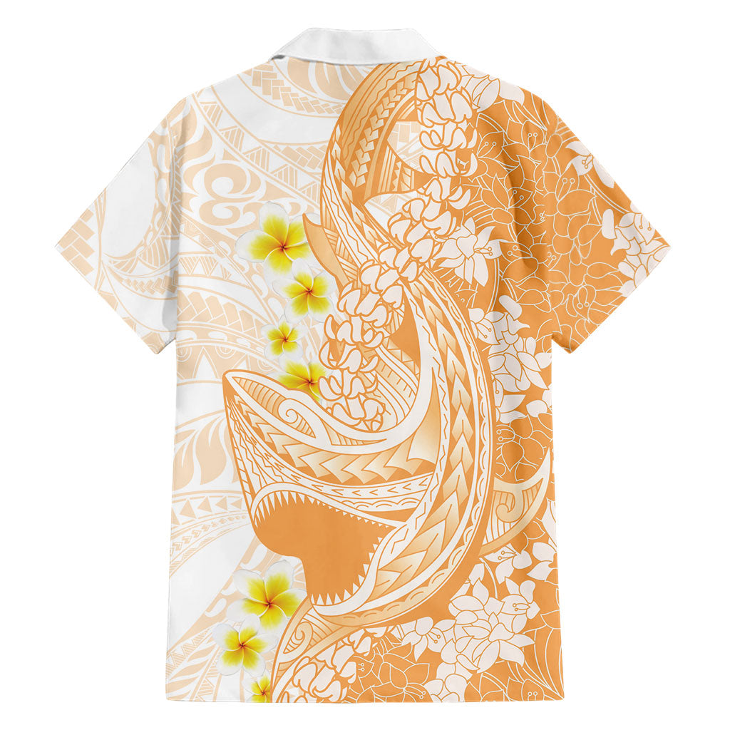Orange Hawaii Shark Tattoo Family Matching Tank Maxi Dress and Hawaiian Shirt Puakenikeni Lei Plumeria Polynesian Pattern LT14 - Polynesian Pride