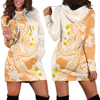 Orange Hawaii Shark Tattoo Hoodie Dress Puakenikeni Lei Plumeria Polynesian Pattern LT14 - Polynesian Pride