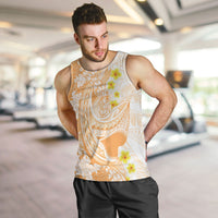 Orange Hawaii Shark Tattoo Men Tank Top Puakenikeni Lei Plumeria Polynesian Pattern LT14 Orange - Polynesian Pride