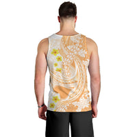 Orange Hawaii Shark Tattoo Men Tank Top Puakenikeni Lei Plumeria Polynesian Pattern LT14 - Polynesian Pride