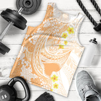Orange Hawaii Shark Tattoo Men Tank Top Puakenikeni Lei Plumeria Polynesian Pattern LT14 - Polynesian Pride