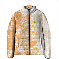 Orange Hawaii Shark Tattoo Padded Jacket Puakenikeni Lei Plumeria Polynesian Pattern LT14 - Polynesian Pride