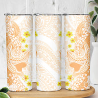Orange Hawaii Shark Tattoo Skinny Tumbler Puakenikeni Lei Plumeria Polynesian Pattern LT14 - Polynesian Pride