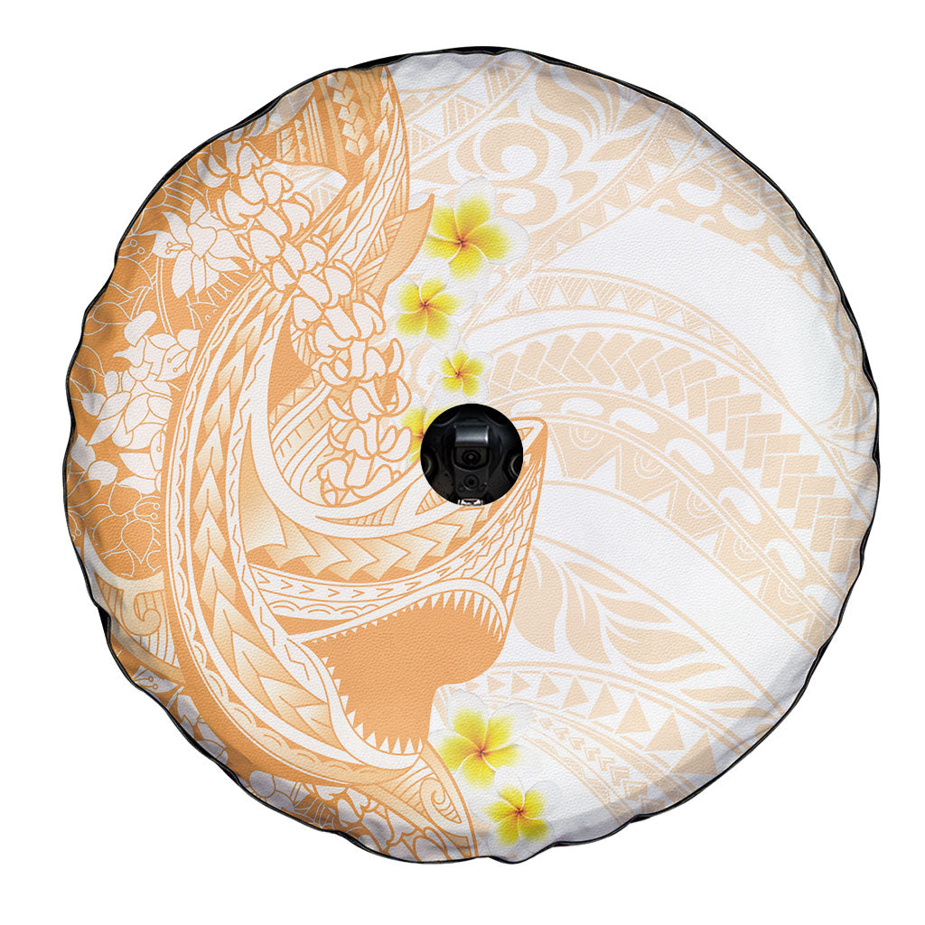 Orange Hawaii Shark Tattoo Spare Tire Cover Puakenikeni Lei Plumeria Polynesian Pattern
