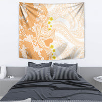 Orange Hawaii Shark Tattoo Tapestry Puakenikeni Lei Plumeria Polynesian Pattern