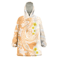 Orange Hawaii Shark Tattoo Wearable Blanket Hoodie Puakenikeni Lei Plumeria Polynesian Pattern LT14 One Size Orange - Polynesian Pride