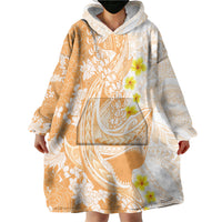 Orange Hawaii Shark Tattoo Wearable Blanket Hoodie Puakenikeni Lei Plumeria Polynesian Pattern LT14 - Polynesian Pride