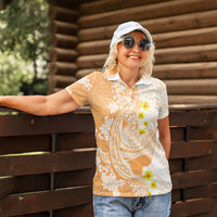 Orange Hawaii Shark Tattoo Women Polo Shirt Puakenikeni Lei Plumeria Polynesian Pattern LT14 - Polynesian Pride