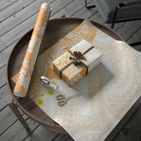 Orange Hawaii Shark Tattoo Wrapping Paper Puakenikeni Lei Plumeria Polynesian Pattern