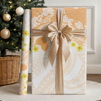 Orange Hawaii Shark Tattoo Wrapping Paper Puakenikeni Lei Plumeria Polynesian Pattern