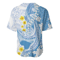 Blue Hawaii Shark Tattoo Baseball Jersey Puakenikeni Lei Plumeria Polynesian Pattern