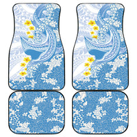 Blue Hawaii Shark Tattoo Car Mats Puakenikeni Lei Plumeria Polynesian Pattern