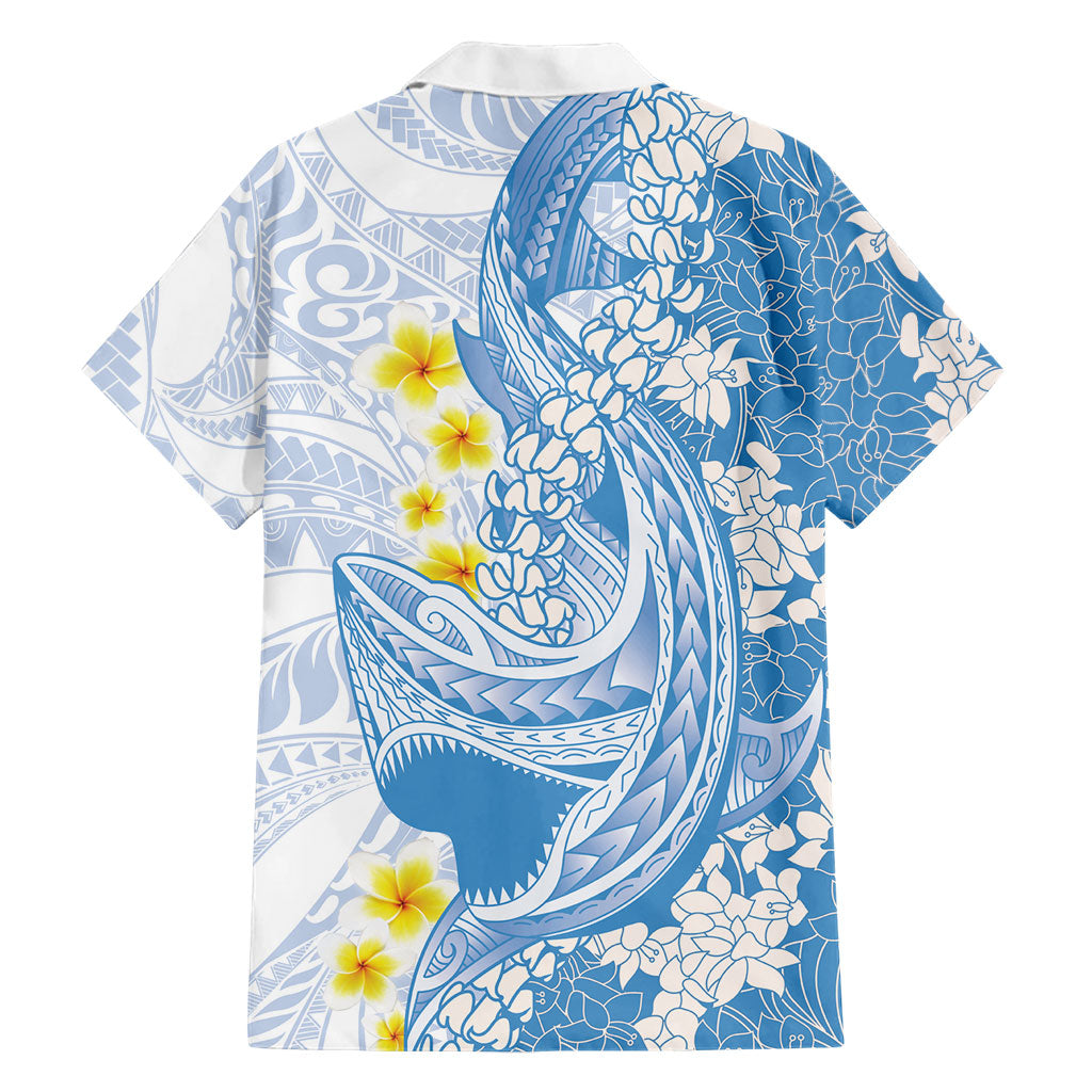 Blue Hawaii Shark Tattoo Family Matching Mermaid Dress and Hawaiian Shirt Puakenikeni Lei Plumeria Polynesian Pattern LT14 - Polynesian Pride