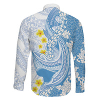 Blue Hawaii Shark Tattoo Family Matching Puletasi and Hawaiian Shirt Puakenikeni Lei Plumeria Polynesian Pattern LT14 - Polynesian Pride