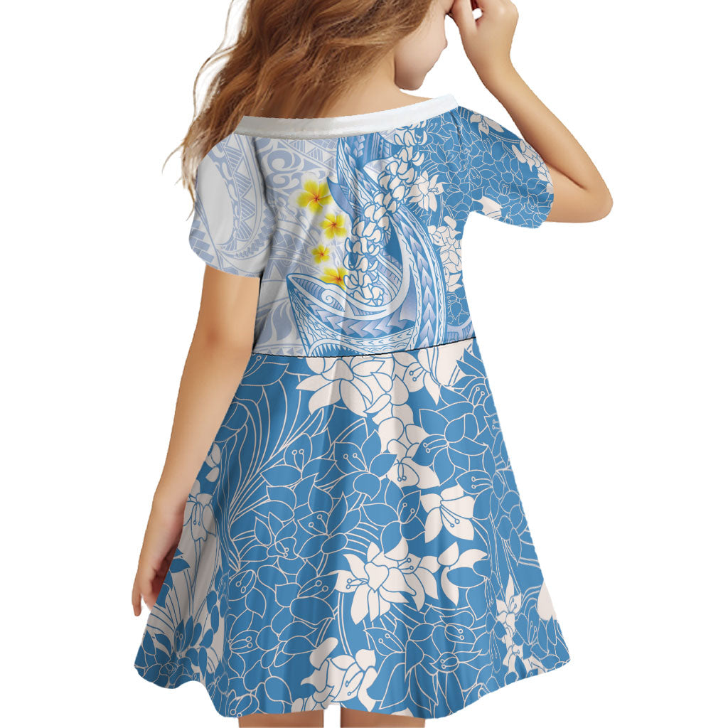 Blue Hawaii Shark Tattoo Family Matching Summer Maxi Dress and Hawaiian Shirt Puakenikeni Lei Plumeria Polynesian Pattern LT14 - Polynesian Pride
