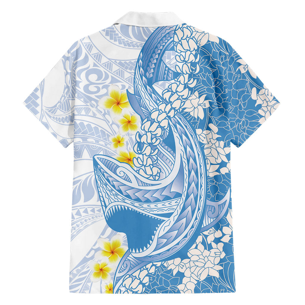 Blue Hawaii Shark Tattoo Family Matching Summer Maxi Dress and Hawaiian Shirt Puakenikeni Lei Plumeria Polynesian Pattern LT14 - Polynesian Pride