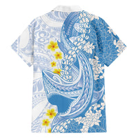 Blue Hawaii Shark Tattoo Family Matching Summer Maxi Dress and Hawaiian Shirt Puakenikeni Lei Plumeria Polynesian Pattern LT14 - Polynesian Pride