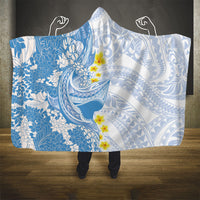 Blue Hawaii Shark Tattoo Hooded Blanket Puakenikeni Lei Plumeria Polynesian Pattern LT14 - Polynesian Pride