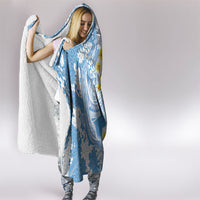 Blue Hawaii Shark Tattoo Hooded Blanket Puakenikeni Lei Plumeria Polynesian Pattern LT14 - Polynesian Pride