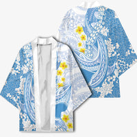 Blue Hawaii Shark Tattoo Kimono Puakenikeni Lei Plumeria Polynesian Pattern