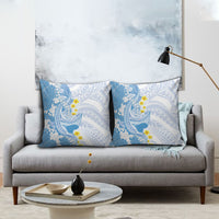Blue Hawaii Shark Tattoo Pillow Cover Puakenikeni Lei Plumeria Polynesian Pattern