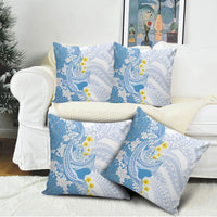 Blue Hawaii Shark Tattoo Pillow Cover Puakenikeni Lei Plumeria Polynesian Pattern