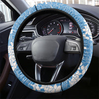 Blue Hawaii Shark Tattoo Steering Wheel Cover Puakenikeni Lei Plumeria Polynesian Pattern LT14 - Polynesian Pride