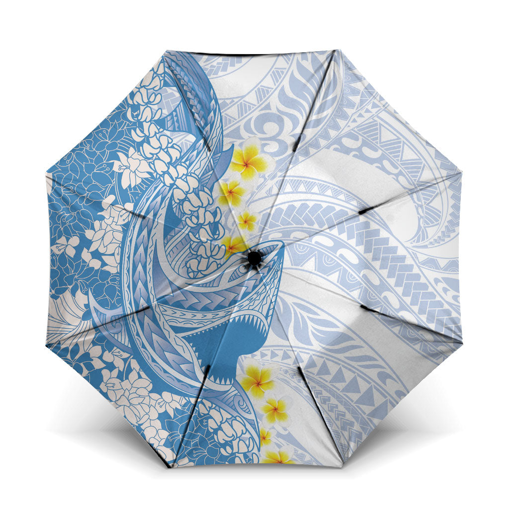 Blue Hawaii Shark Tattoo Umbrella Puakenikeni Lei Plumeria Polynesian Pattern